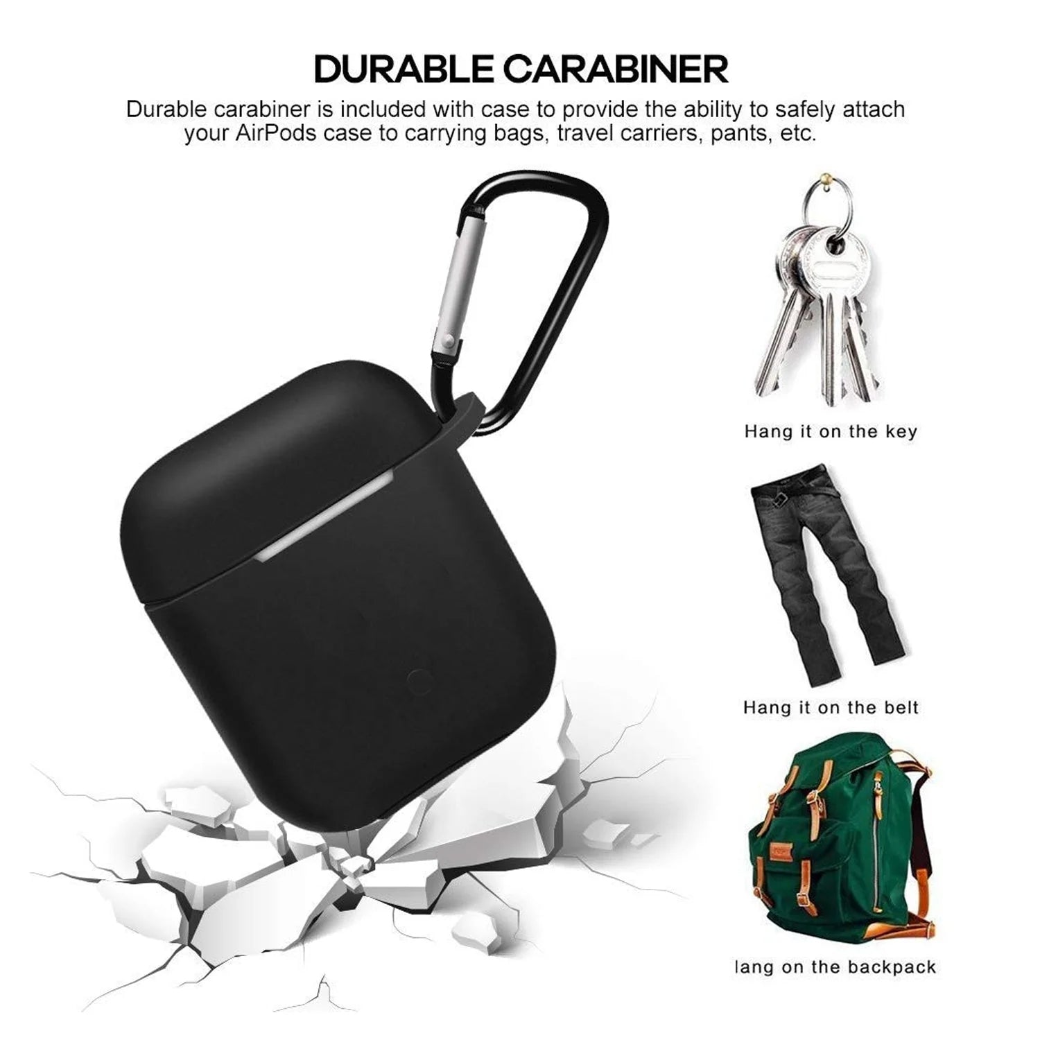 6473 Silicone Shockproof Protection Wireless Headphones Carrying Box Cover with Metal Keychain 6473 Silicone Shockproof Protection Wireless Headphones Carrying Box Cover with Metal Keychain
